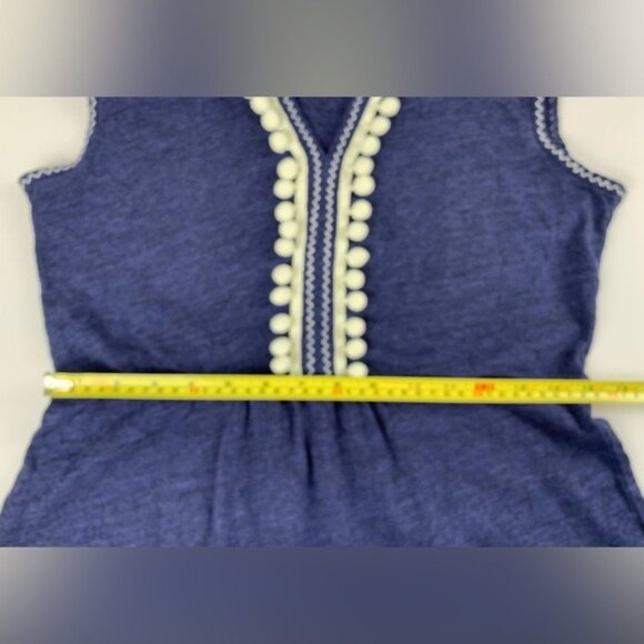 BODEN Carina Sleeveless Knit Mini Dress Navy/White Pom Poms Ric Rac Detail Sz 6R - Picture 10 of 11